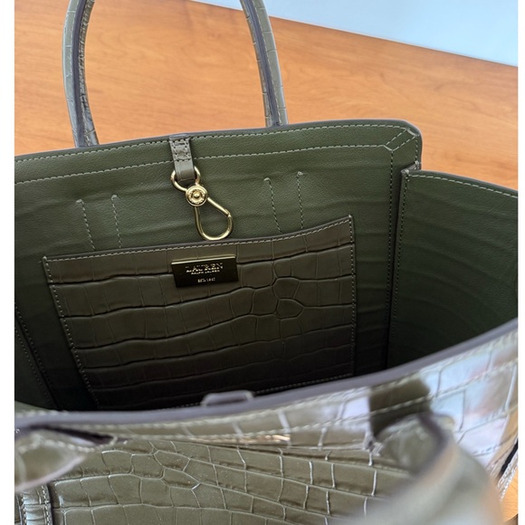 New • Ralph Lauren • Tyler Croc Embossed Leather Tote Crossbody Bag Deep Olive - Picture 9 of 10